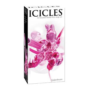 Pipedream Icicles 10 Function Hands Free Strap On Dildo Premium Glass Vibrator - Strap On Sextoys