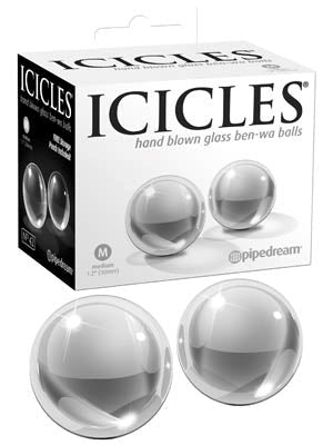 Pipedream Products Icicles Medium Hand Blown Glass Ben Wa Balls - Personal Massagers
