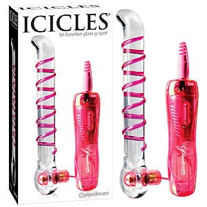 Pipedream Icicles No 04 10 Functions Glass G Spot Wand with Vibrating Bullet - Glass Sex Toys