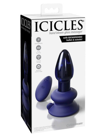 Pipedream Icicles No 85 Rechargeable Glass Butt Plug with Vibration - Glass Sex Toys