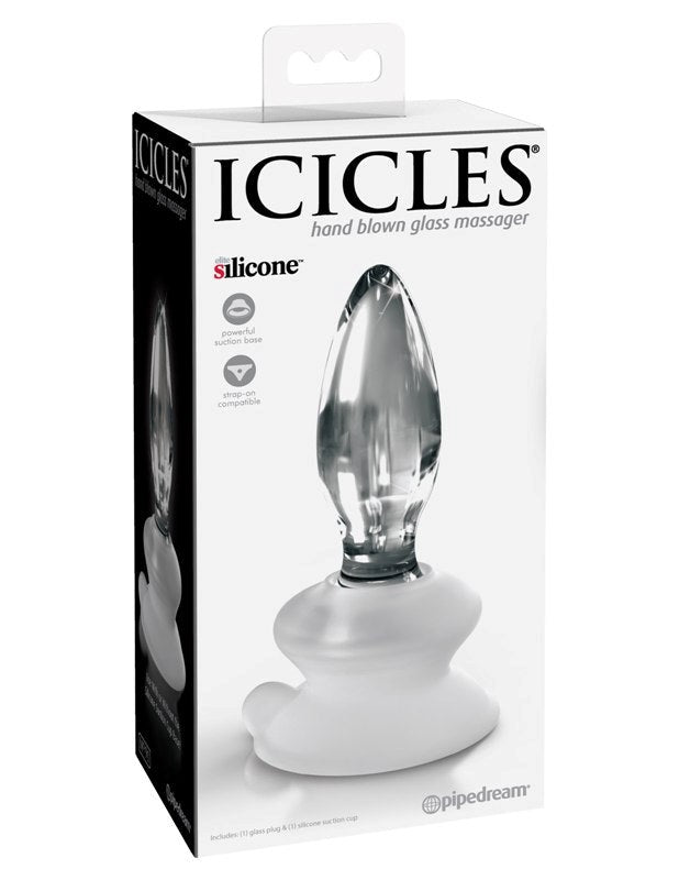 Pipedream Icicles No 91 Suction Cup Base Glass Butt Plug Premium Glass - - Glass Sex Toys