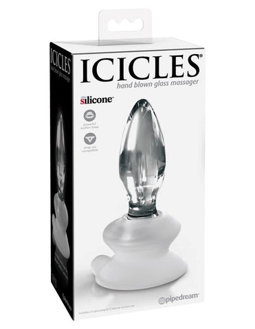 Pipedream Icicles No 91 Suction Cup Base Glass Butt Plug Premium Glass - Glass Sex Toys