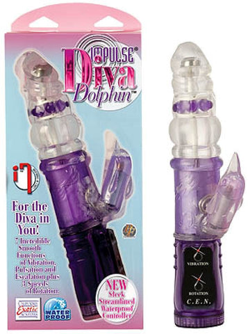 California Exotics Impulse Diva Dolphin Vibrator with Rotating Beads - Rabbit Vibrators