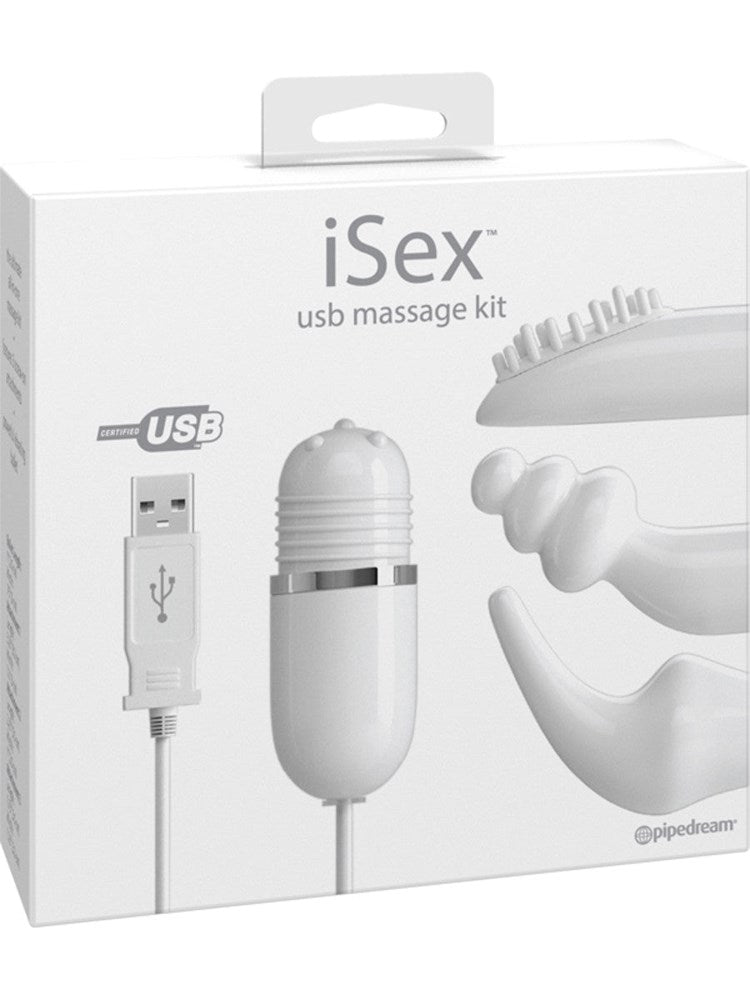 Pipedream iSex USB Rechargeable Couples Massage Sex Kit with 3 Attachments - - Electro Sex