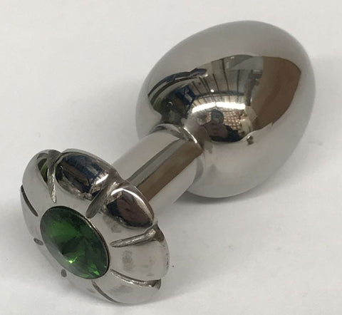 Hells Couture Jewelled Lotus Metal Butt Plug Small Rainbow Premium Steel - Steel Sex Toys