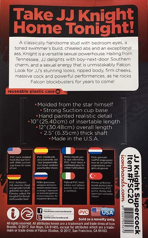 Icon Brands JJ Knight Supercock 12Inch Realistic Dildo with Suction Cup - - Realistic Dildos