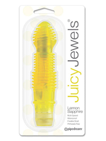 Pipedream Juicy Jewels Lemon Sapphire G Spot Vibrator Curved Design - Waterproof Vibrators
