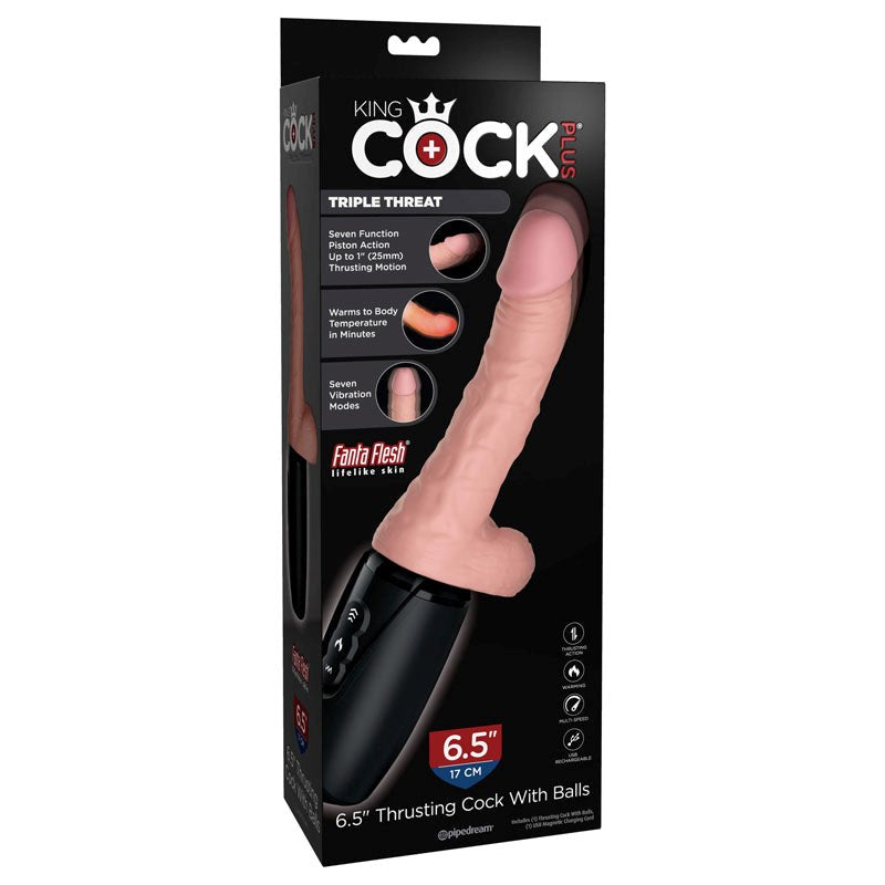 Pipedream Products King Cock Plus 6.5 Inch 3D Thrusting Vibrating Cock - - Vibrating Dildos