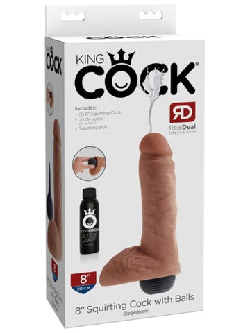 Pipedream Products King Cock 8 Inch Realistic Squirting Cock with Balls Tan - Realistic Dildos