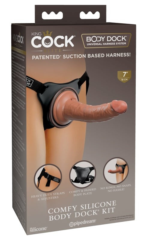 Pipedream Products King Cock Elite Comfy Silicone Body Dock Strap On Kit - - Realistic Dildos