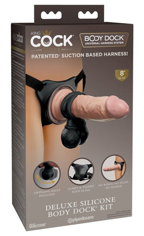 Pipedream Products King Cock Elite Deluxe Silicone Body Dock Strap On Kit - Realistic Dildos