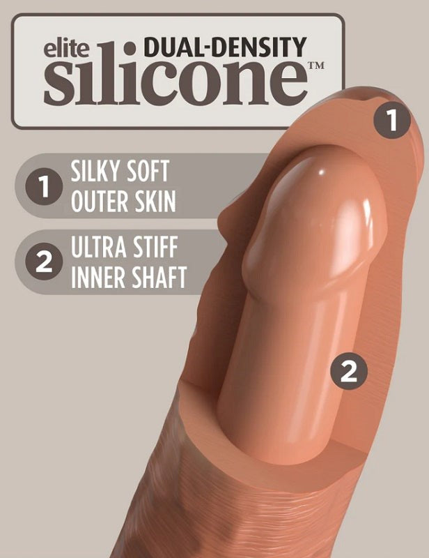 Pipedream Products King Cock Elite Vibrating Dual Density Silicone Cock Tan - - Realistic Dildos