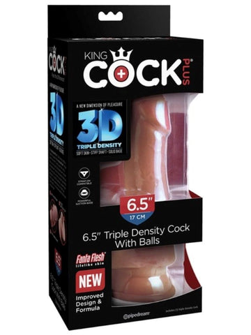 Pipedream Products King Cock Plus 6.5 Inch Triple Density Cock with Balls Tan - Realistic Dildos