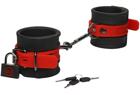 Doc Johnson Kink Silicone Wrist Cuffs with D Rings and Padlocks - Cuffs and Restraints