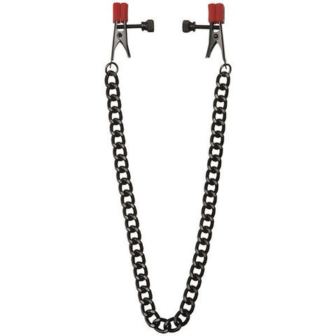 Doc Johnson Kink Chain Nipple Clips with Heavy Chain and Silicone Tips - Nipple and Clit Clamps