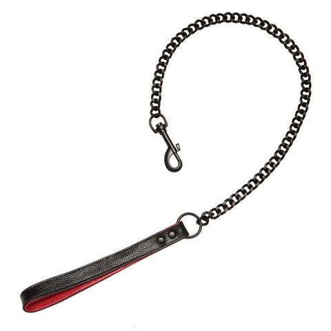 Doc Johnson Kink Leather Handlers Leash Black and Red BDSM Control - Collars and Leads