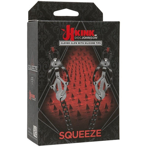 Doc Johnson Kink Squeeze Clover Clips with Silicone Tips Japanese Style - Nipple and Clit Clamps