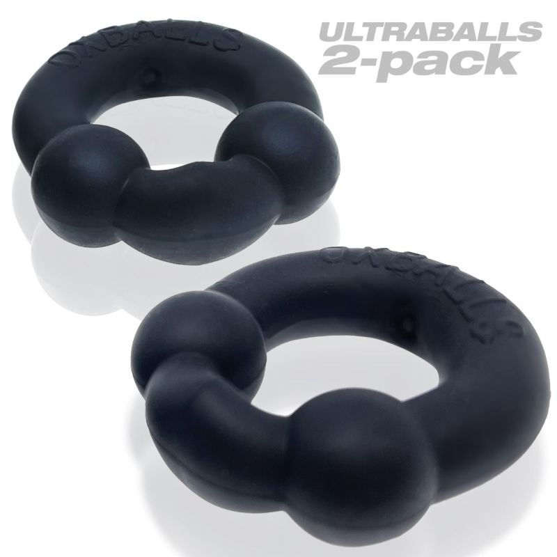 Ultraballs 2 Piece Cockring Set Special Edition Black - - Stretchy Cock Rings