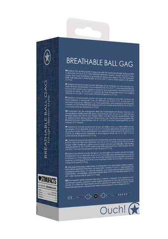 Shots Toys Breathable Ball Gag with Roughend Denim Straps - Bondage Gags and Bits