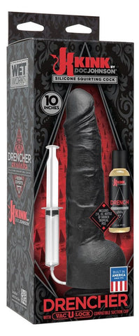 Doc Johnson Kink Wet Works Drencher Silicone Squirting Cock Black Piss Play - Realistic Dildos