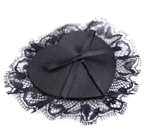 Ella Bidoe Lace Frill Nipple Pasties Reusable Black Lace Design - Fancy Dress Ups