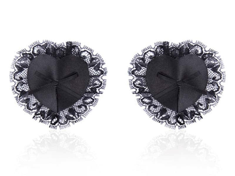 Ella Bidoe Lace Frill Nipple Pasties Reusable Black Lace Design - - Fancy Dress Ups
