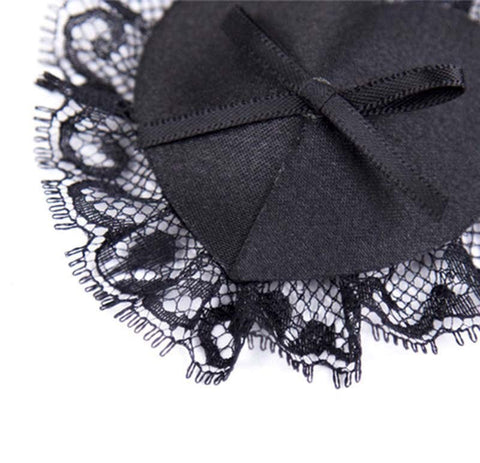 Ella Bidoe Lace Frill Nipple Pasties Reusable Black Lace Design - Fancy Dress Ups
