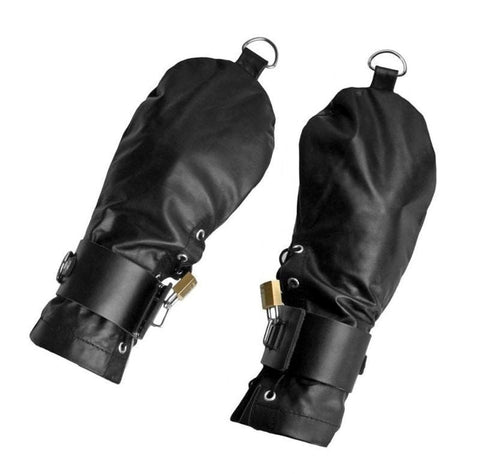 Lace Up Leather Mitts with Wrist Cuffs - Cuffs and Restraints