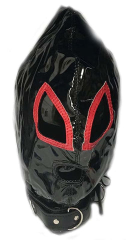 Ladies Red & Black Bondage Hood - Bondage Hoods