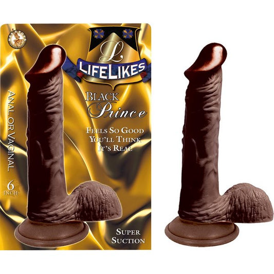 LIFELIKES Black Prince Reallistic 5 Inch Cock With Balls - - Realistic Dildos