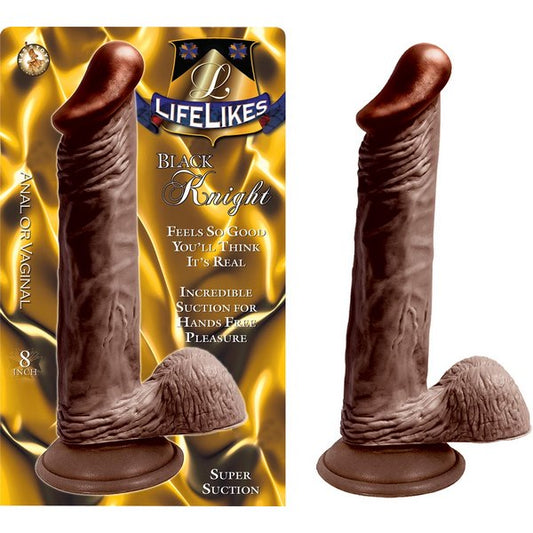 LIFELIKES Black Knight Reallistic 7 Inch Cock With Balls - - Realistic Dildos