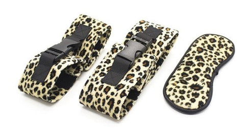 BDStyle Leopard Beginner Lovers Soft 3 piece Kit with Adjustable Cuffs - Cuffs and Restraints
