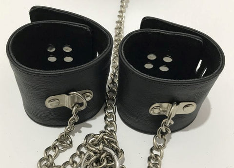 Hells Couture Licks & Lashes Leather Wrist Ankle Choker Restraint Set - Cuffs and Restraints