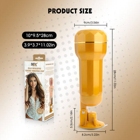 Chisa Ella Realistic Vibrating Vagina Cup - Masturbators and Strokers