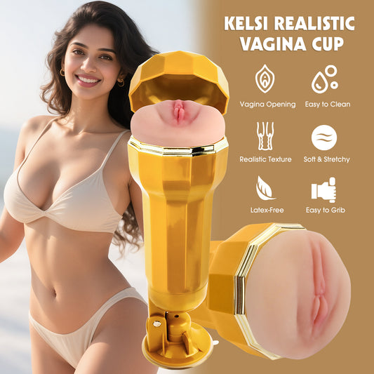 Chisa Kelsi Vibrating Realistic Vagina Cup - Default Title - Masturbators and Strokers