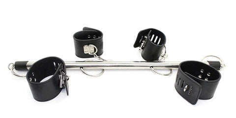 BDStyle Locking Wrist and Ankle Spreader Bar with Cuffs Metal Restraint - Spreaders and Hangers