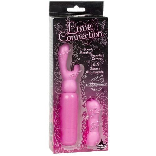 Doc Johnson Love Connection 3 Functions Finger Vibrator with Dual Attachments - - Finger and Tongue Vibrators