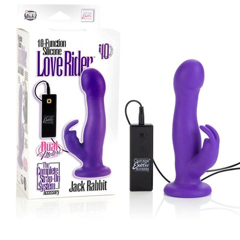 California Exotics Love Rider 10 Function Jack Rabbit Purple Rabbit Vibrator - Strap On Sextoys