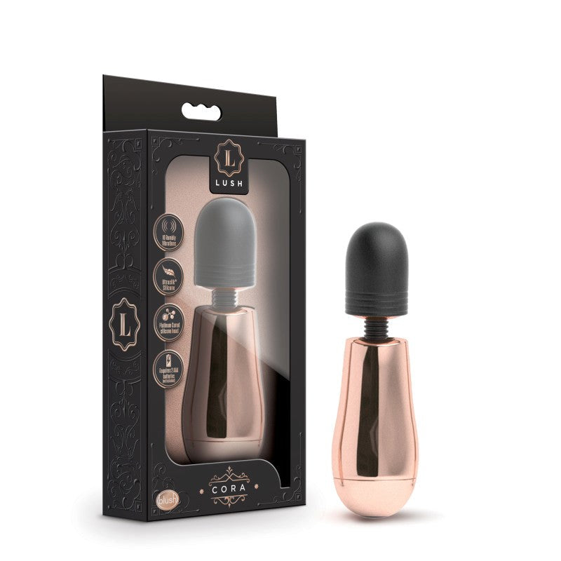 Blush Novelties Lush Cora Rose Gold Mini Wand Vibrator with 10 Patterns - - Body Wands