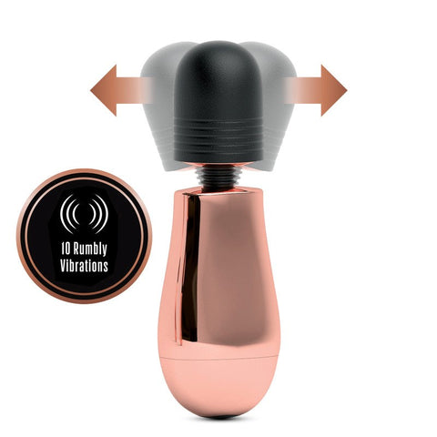 Blush Novelties Lush Cora Rose Gold Mini Wand Vibrator with 10 Patterns - Body Wands