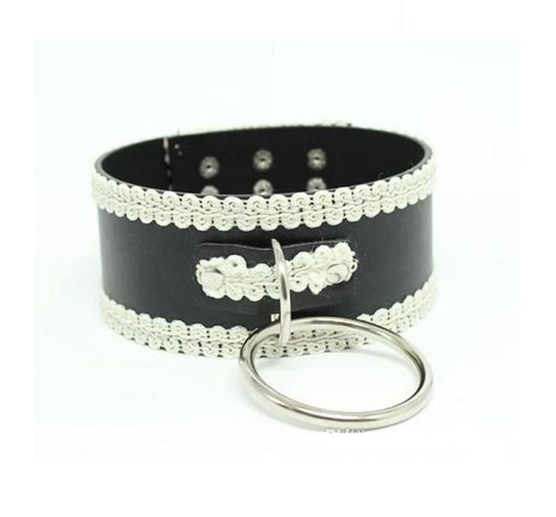 BDStyle Lustful Studded and Laced Collar Heavy BDSM Restraint Collar - Collars and Leads