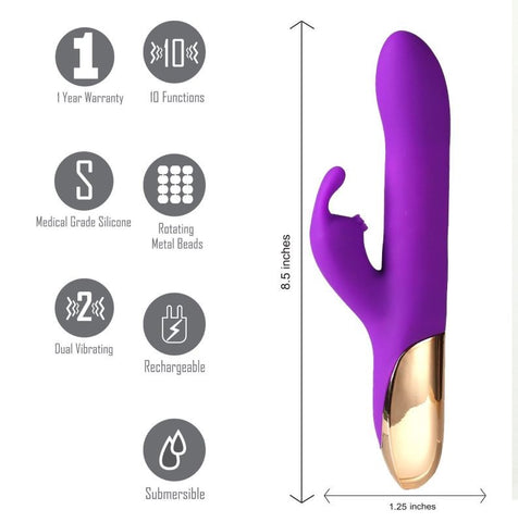 Maia Toys Karlin Rechargeable Rabbit Vibrator 10 Pulsations 4 Speeds - Rabbit Vibrators
