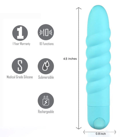 Maia Toys Lola Teal Rechargeable Bullet Vibrator 10 Speed Settings - Bullet Vibrators