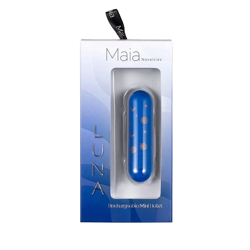 Maia Toys Luna Blue Rechargeable Bullet Vibrator with 10 Vibration Patterns - - Bullet Vibrators