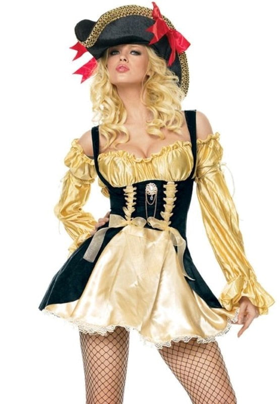 Leg Avenue Marauders Wench Costume with Off Shoulder Design and Corset - - Fancy Dress Ups
