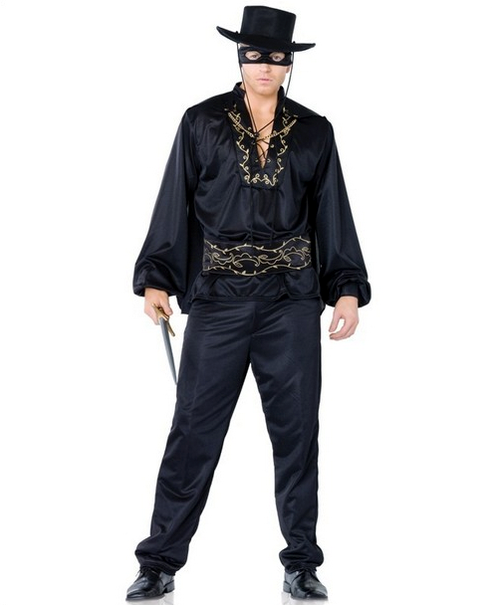 Leg Avenue Masked Spanish Hero Costume 4 Piece Set with Cape and Mask - - Fancy Dress Ups