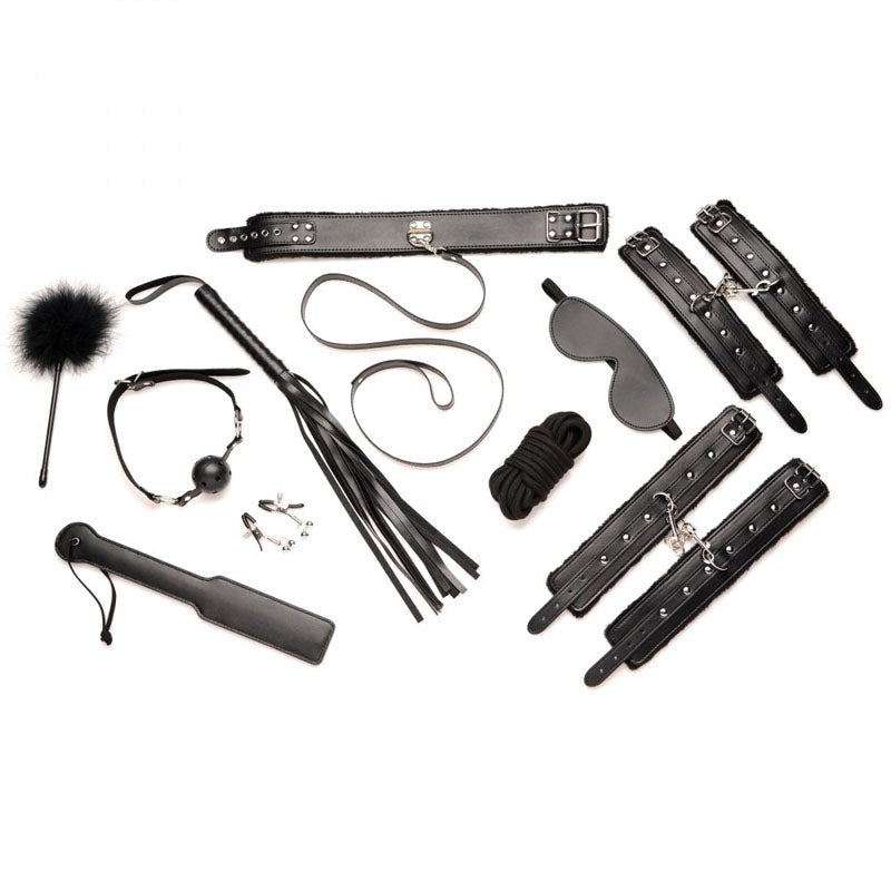 Master Series Hook Up 10 Piece Plush Bondage Set - - Bondage Kits
