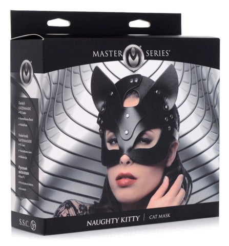 XR Brands Master Series Naughty Kitty Cat Mask Premium Vegan PU Leather - Masks And Blindfolds