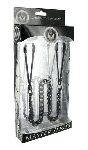 XR Brands Masters Series Reign Noir Tweezer Style Nipple Vice Black Clamps - Breast and Nipple Toys