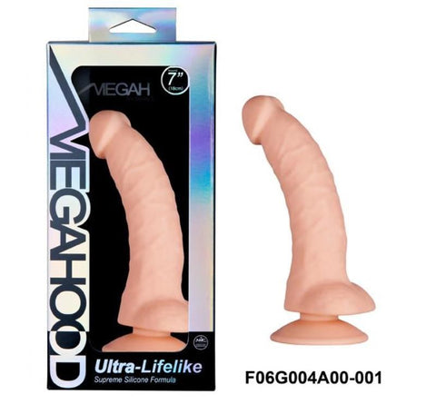 NANMA Corporation Megahood Ultra Lifelike Supreme Silicone 7 inch Curved Dong - Realistic Dildos